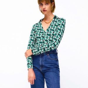 ZARA Geo Print Long-sleeve Top